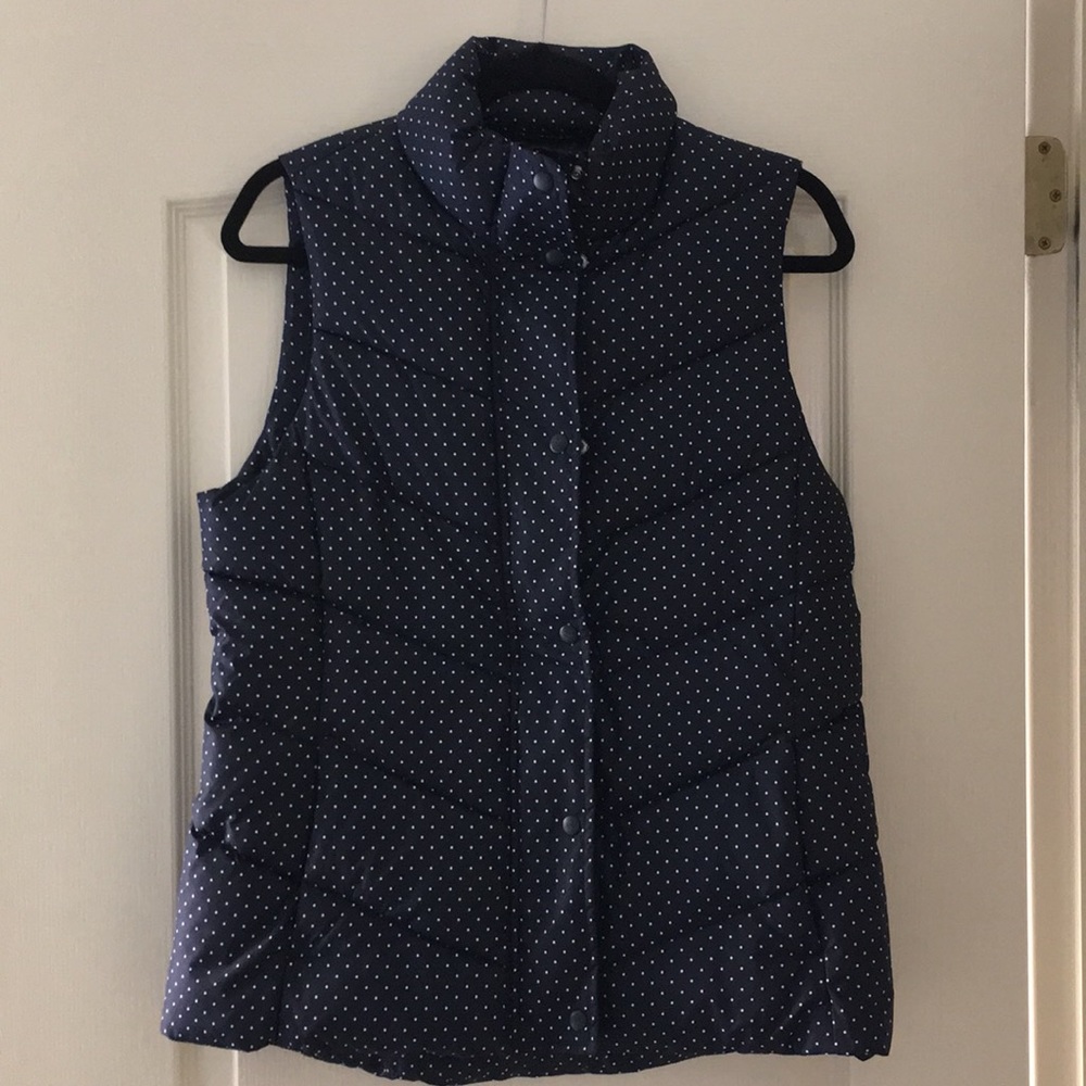 Navy and white puffer vest from Gap